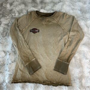 Harley-Davidson Brown Thick Long Sleeve Shirt with Logo-0089